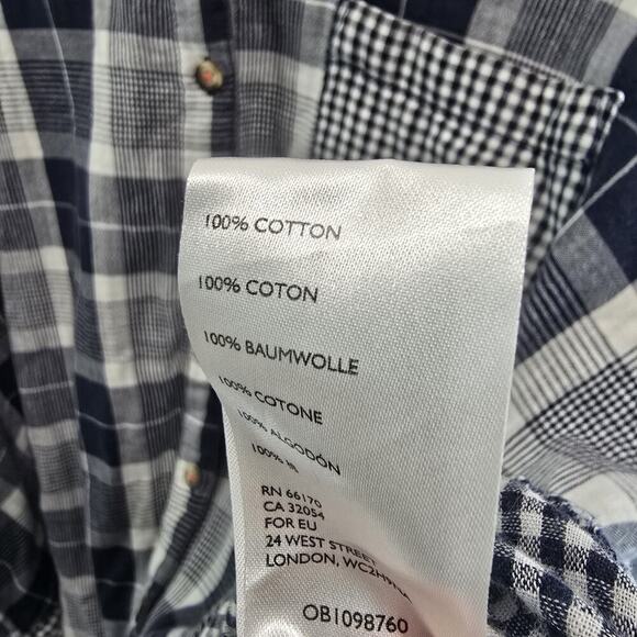 Anthropologie Shirt Womens Small Navy Button Flannel Oversized Boxy Pilcro Plaid - Picture 10 of 13